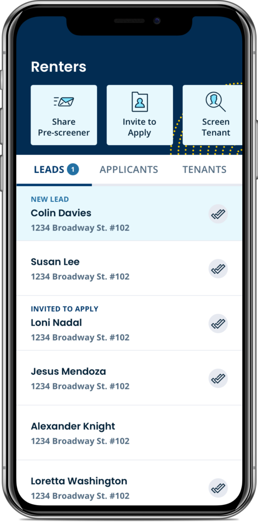 Renter leads screen
