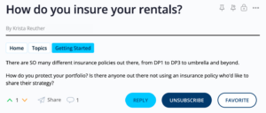Insurance post on forum